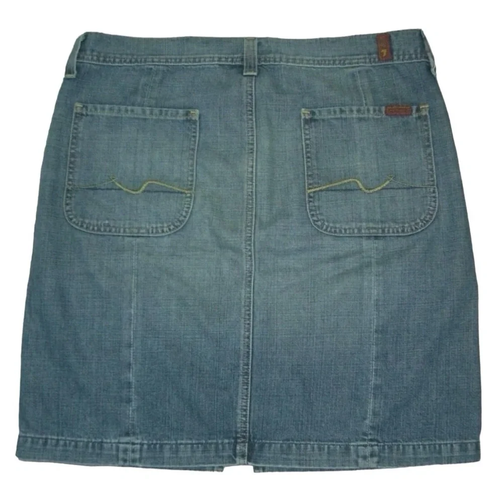 7 For All Mankind Skirt Vintage Denim Jean 90s y2k Pencil Laguna Beach Preppy 32 - Picture 2 of 9